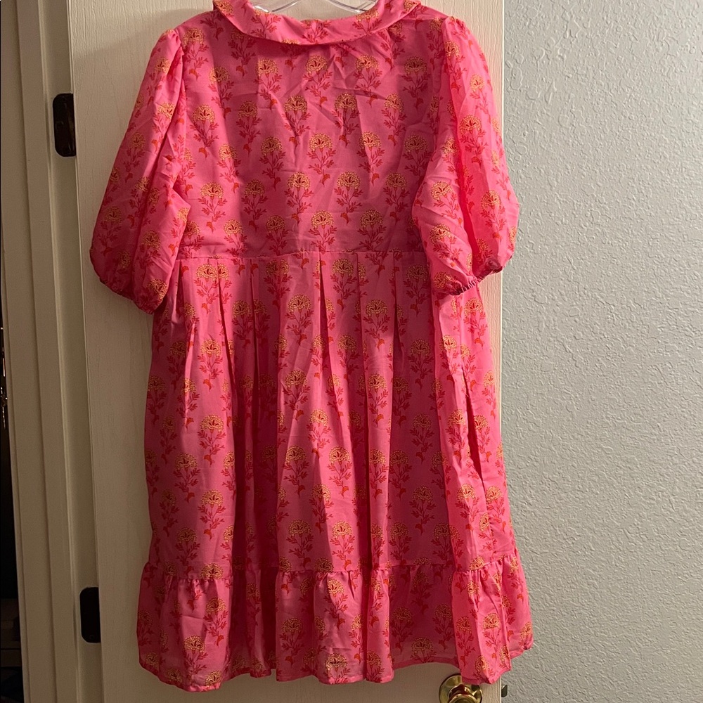 Vibrant Pink Floral Mini Dress - Picture 3 of 3